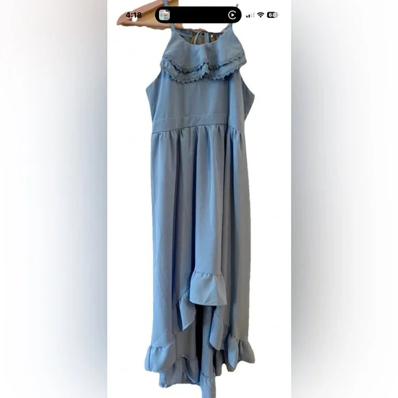 Blue Boho Girls Sundress Halter High Low Maxi Dress Size 12 - Picture 2 of 3